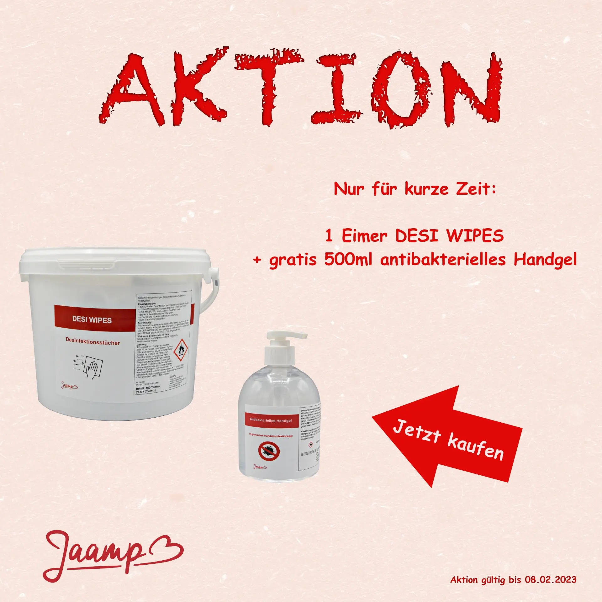 DESI WIPES mit 500 ml antibakteriellem Handgel gratis