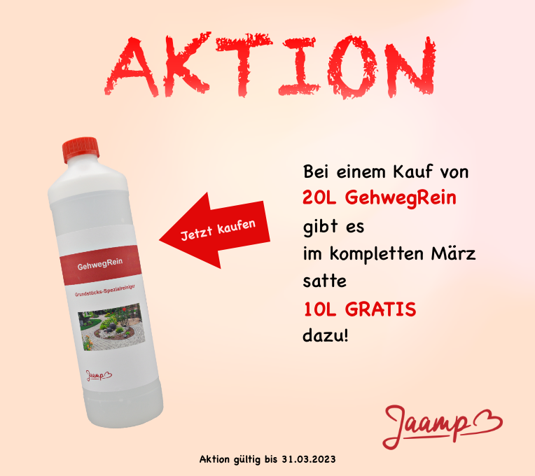Aktion 20 Liter GehwegRein kaufen und 10 Liter gratis erhalten